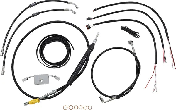 Harley Davidson Fxdrs 114 [LA CHOPPERS] – Komplettes Schwarzes Vinyl-Geflochtenes Lenkerzug-/Bremsleitungs-Kit