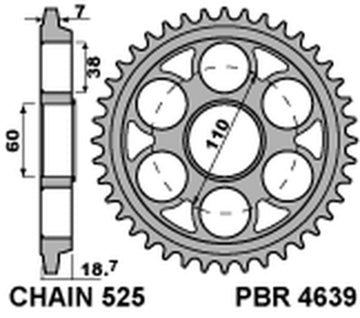 Ducati Monster 1200 [PBR] - Kettenrad Aluminium verstärkt - 525