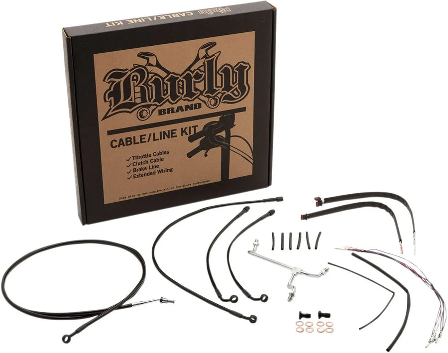 harley davidson flhrxs [BURLY BRAND] – Komplettes Schwarzes Vinyl-Lenkerzug-/Leitungskit für Ape Hanger
