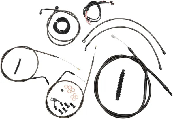 Harley Davidson Fxsbse [LA CHOPPERS] – Komplettes Midnight geflochtenes Lenkerzug-/Bremsleitungs-Kit