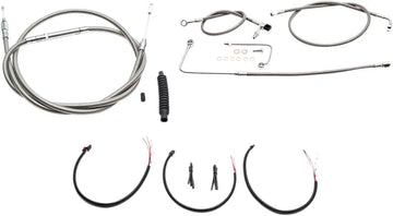 Harley Davidson FLS [LA CHOPPERS] – Komplettes Edelstahl-geflochtenes Lenkerzug-/Bremsleitungs-Kit