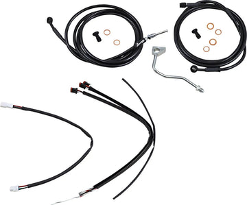 harley davidson flhrxs [BURLY BRAND] - Komplett svart vinylstyrekabel/linjesats för Ape Hanger