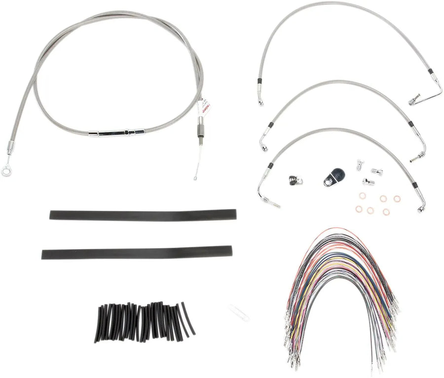 harley davidson flhtcu [BURLY BRAND] – Komplettes Edelstahl-Lenkerzug/Bremsleitungs-Kit