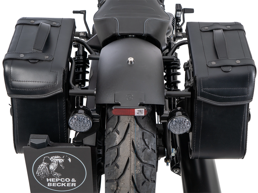 Indian 101 Scout [2025-2026] - Set: Ledertaschenhalter Cutout schwarz inkl. Rugged Ledertaschen schwarz
