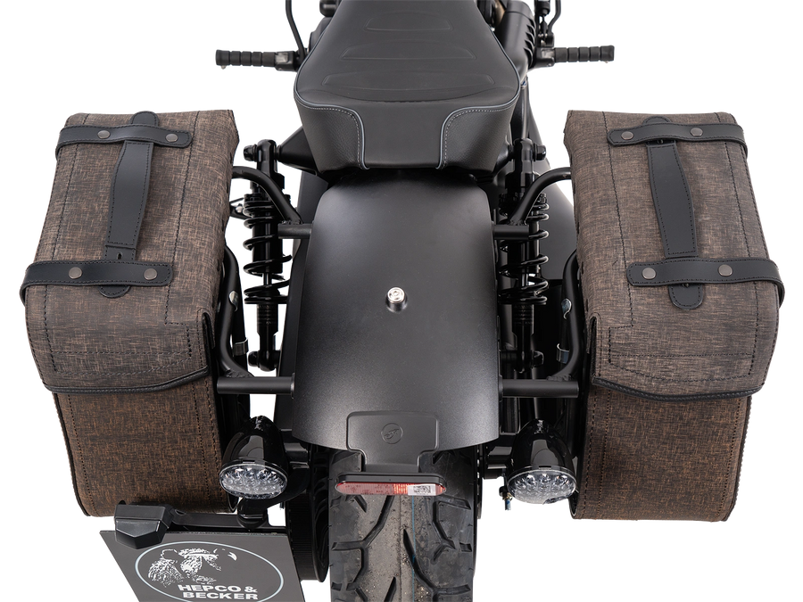 Indian Sport Scout Sixty [2026] - Set: Ledertaschenhalter Cutout schwarz inkl. Rugged Ledertaschen braun