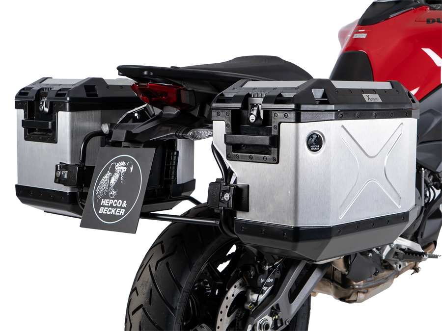 DUCATI Multistrada V2 [2025-2026] - Kofferträgerset Cutout schwarz inkl. Xplorer Cutout silber Kofferset