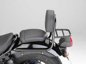 Honda CMX 500 Rebel (PC56A) 2017- [2017] - Sissy Bar gjord av rör med kuddar och bagageställ, svart