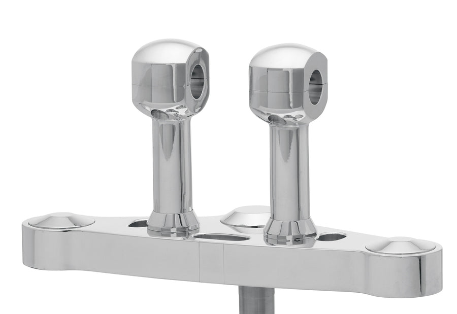 Alu-Riser für Lenker mit 25 - Alu-Riser für Lenker mit 25,4 mm (1′) Ø, 100 mm hoch, poliert. Mit 1/2″ UNC Gewinde.