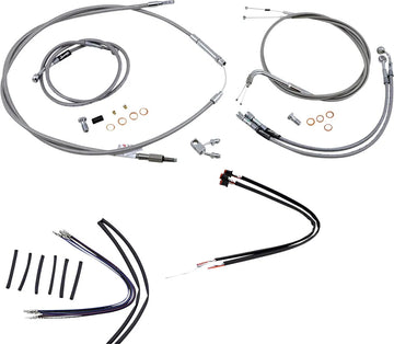harley davidson fxsb [BURLY BRAND] – Komplettes Edelstahl Geflecht-Lenkerzug/Bremsleitungs-Kit