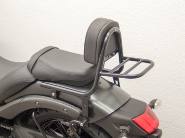 Kawasaki Vulcan S (EN650A) 2015-2020 och (EN650J) 2021- [2015-2020]- Sissy Bar gjord av rör med kuddar och bagagestack, svart