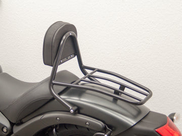 Kawasaki Vulcan S (EN650A) 2015-2020 och (EN650J) 2021- [2015-2020]- Förare Sissy Bar med kuddar och bagagestack, svart