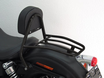 Harley Davidson Dyna Street Bob (FXDB) 2009-2013 [2009-2013] -Driver Sissy Bar med kuddar och bagageställ, svart