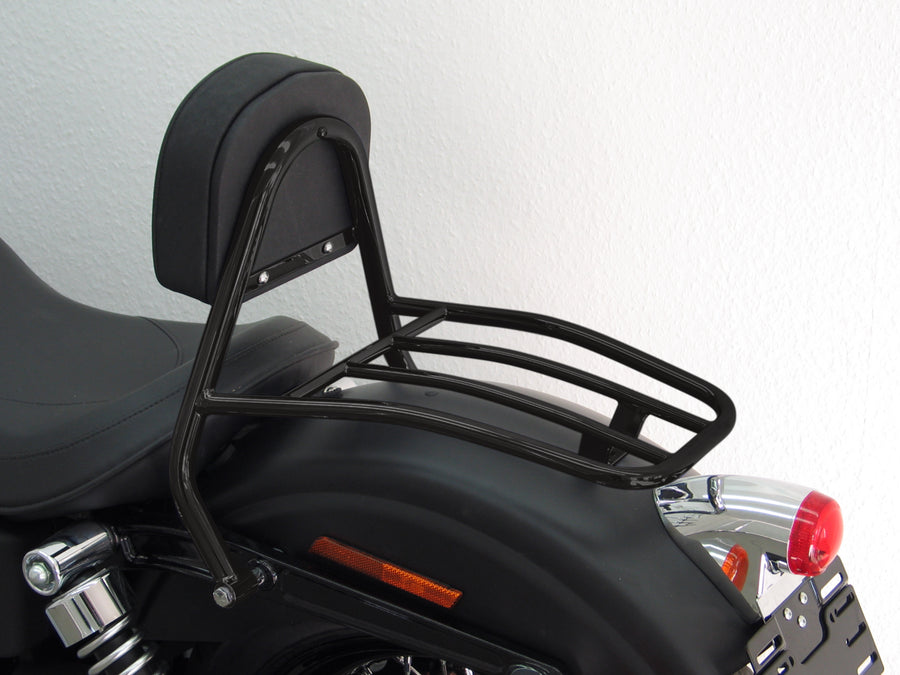 Harley Davidson Dyna Street Bob (FXDB) 2009-2013 [2009-2013] - Fahrer Sissy Bar mit Kissen und Gepäckträger, schwarz