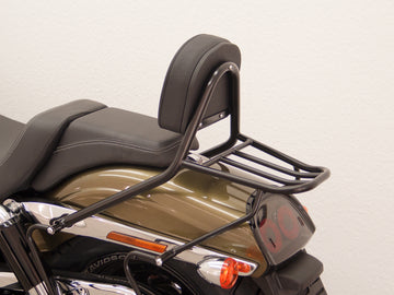 Harley Davidson Dyna Fat Bob [2008-2013] - Passageraren sissy bar med kudde och bagage rack, svart
