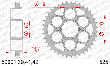 Ducati Monster 1200 [AFAM] - Kedjehjulsstål standard - 525
