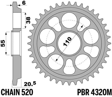 Hypermotard 950 [PBR] - Kedjehjul aluminiumförstärkt - 520