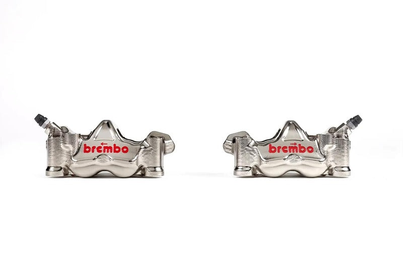 Aprilia Tuono V4 R [BREMBO RACING] - Paar GP4RX - 1mm Bremssättel (CNC-gefräst - verchromt) (mit Belägen)