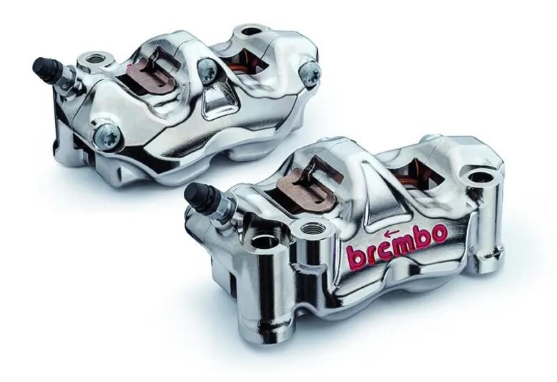 Ducati Panigale 1199 [BREMBO RACING] - Paar GP4RX - 1mm Bremssättel (CNC-gefräst - verchromt) (mit Belägen)