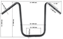 Harley Davidson Flst [HIGHWAY HAWK] - Bad Hawk 1 Zoll Lenker mit 3 Bohrungen, 845mm breit 370mm hoch, chrom-2