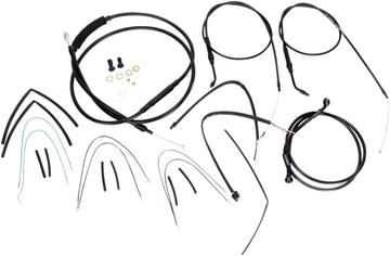 harley-davidson street bob [BURLY BRAND] – Komplettes schwarzes Vinyl-Lenkerzug-/Leitungskit für Ape Hangers - 0