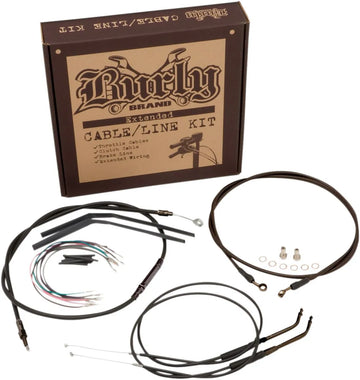 harley-davidson street bob [BURLY BRAND] - Komplett svart vinylstyrekabel/linesats för apahängare - 0