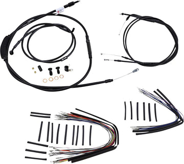harley davidson fxst [BURLY BRAND] – Komplettes schwarzes Vinyl-Lenkerzug-/Leitungskit für Ape Hangers - 0