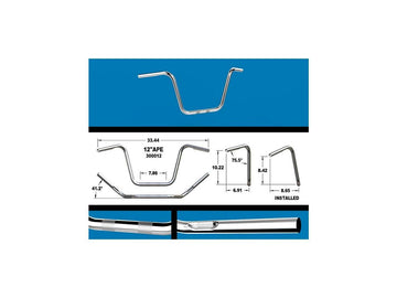 Harley Davidson Sportster [1982-2020] -12 Ape Hanger-styret med bucklor, krompläterad - 0