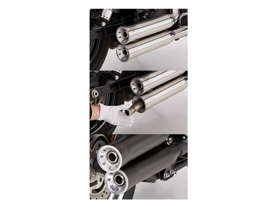 Harley Davidson FXDF [2014-2016]-double grooves slip-on silencer black satin