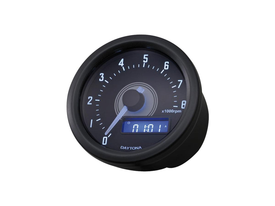 Harley Davidson-Velona60 Speedometer Scale: 0-8000 rpm svart rostfritt stål