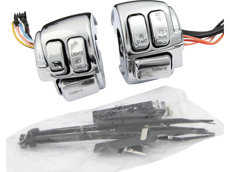 Harley Davidson Sportster [2006-2013] – Chrom Lenkerschaltergehäuse-Kit mit Schaltern