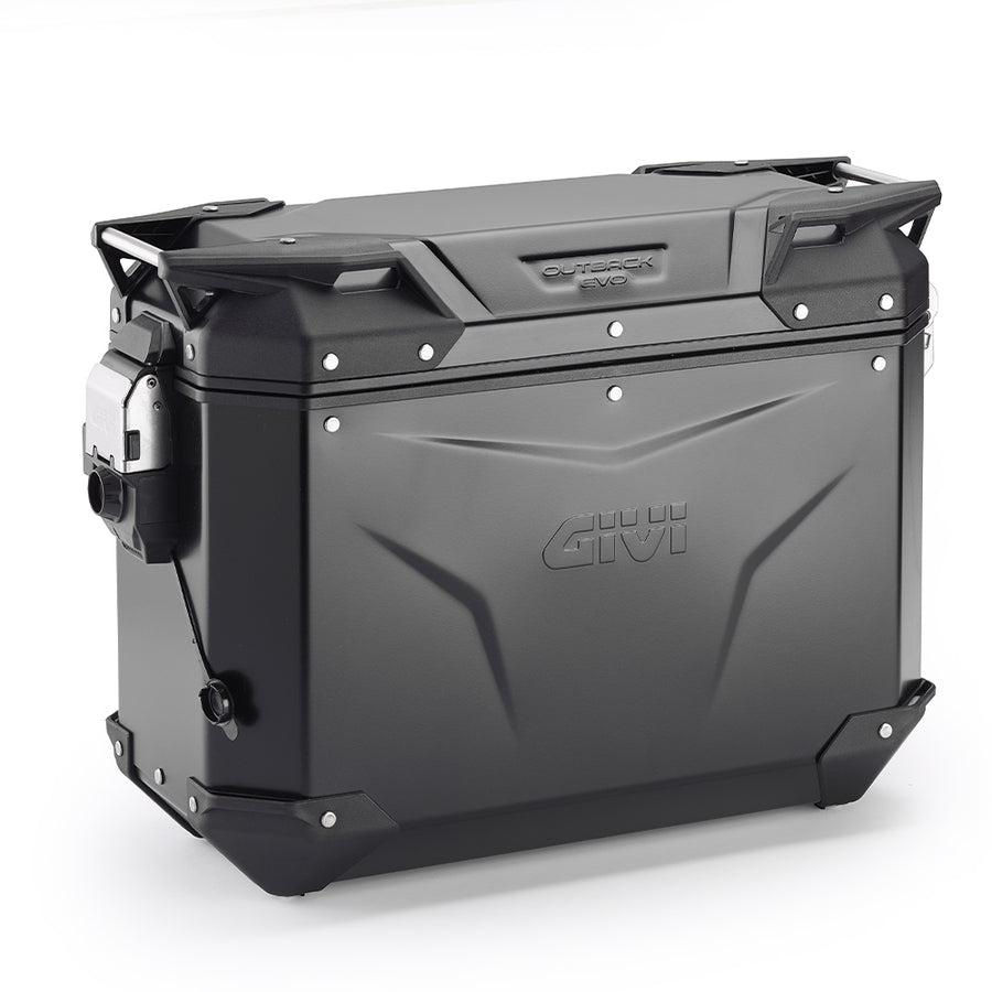 Trekker Outback EVO 37 sidofodral i aluminium, svart – höger, 37 liter / SMART SÄKERHETSLÅS