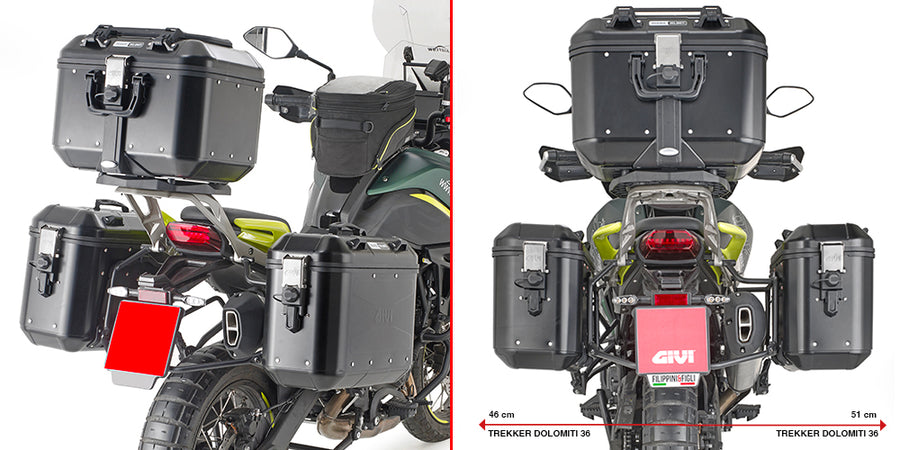 Benelli TRK 702 [GIVI] - Seitenkoffer-Träger für MONOKEY® Koffer für die Montage mit dem Topcase Träger SR8719 wird das