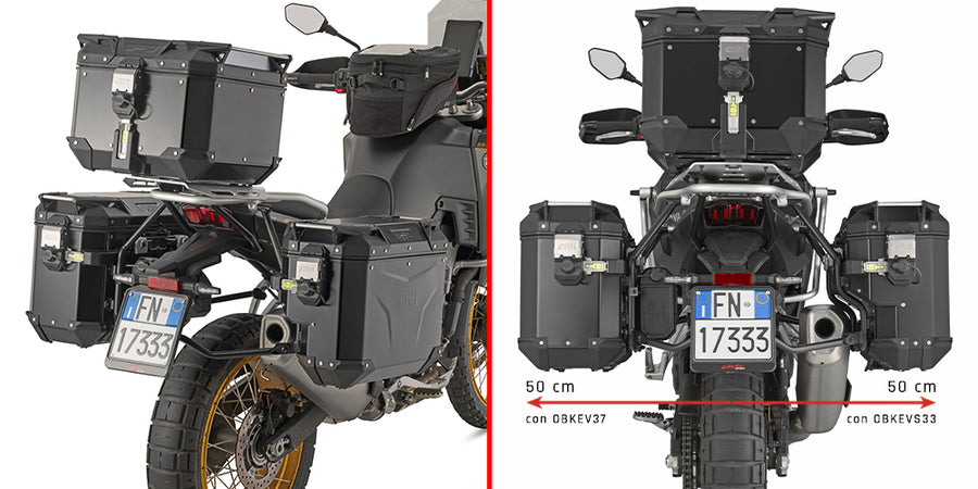Kove X Pro 800 [GIVI] - sidohållare i stålrör PL ONE-FIT med höger sidoförskjutning för Trekker Outback