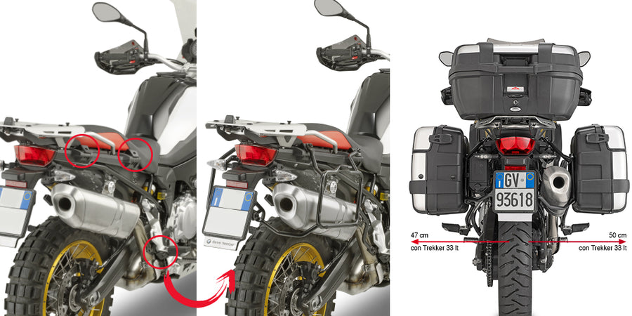 BMW F 900 GS Adventure [GIVI] - Avtagbar sidofodralhållare för MONOKEY® eller RETRO FIT fodral