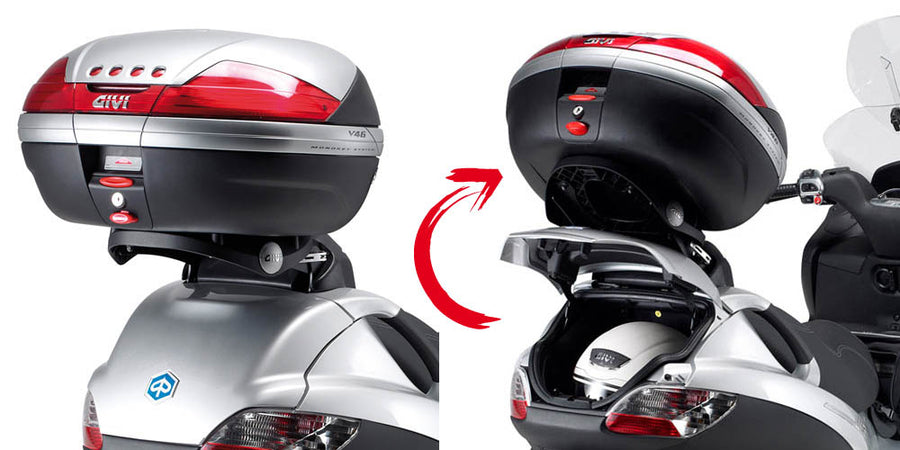 Piaggio MP3 300 [2006-2011] – topcasehållare för Monolock, med plåt