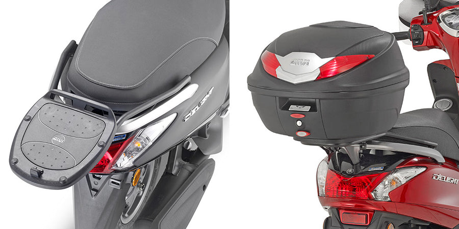 Yamaha D'elight 125 [GIVI] - Topcase Träger für MONOLOCK® Koffer benutzen Sie die im Koffer mitgelieferte MONOLOCK®
