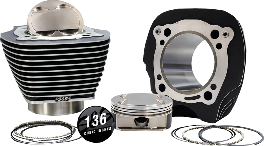 Harley-Davidson FLHTCUTG 1868 Tri Glide Ultra 114 [2025] - 132" Hochverdichtungs- / 136" Big Bore Kit – Oberfläche: Schwarz, Nicht hervorgehobene Kühlrippen – Merkmal: +8,5 cm³ Kuppelvolumen – Bild 1