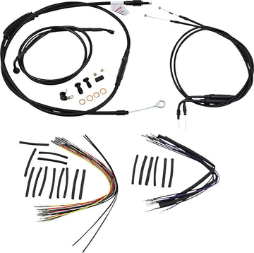 harley davidson flst [BURLY BRAND] – Komplettes Schwarzes Vinyl-Lenkerzug-/Leitungskit für Ape Hanger - 0