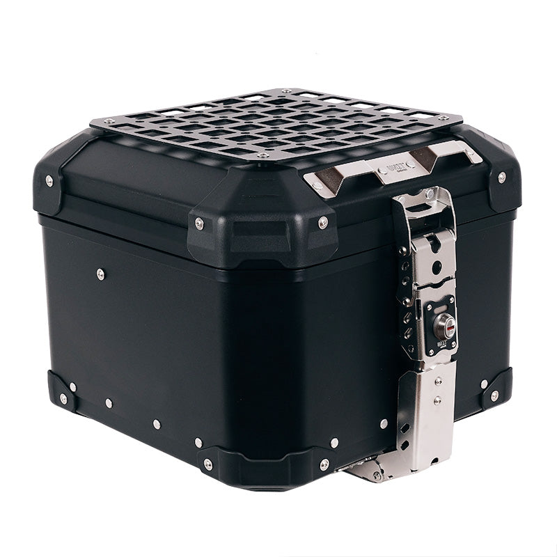 BMW R nineT 1200 Roadster [2014-2023] - Atlas 44L Universal-Aluminium-Topcase + -Gepäckträger mit Soziusgriffen zur Befestigung der Topcaseplatte