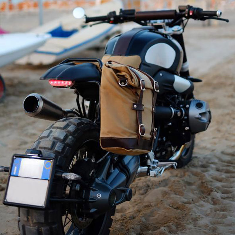 BMW R nineT 1200 Urban G/S (hoher Auspuff) [2017-2023] - Canvas-Seitentasche 10L-14L + Rahmen der NineT-Serie