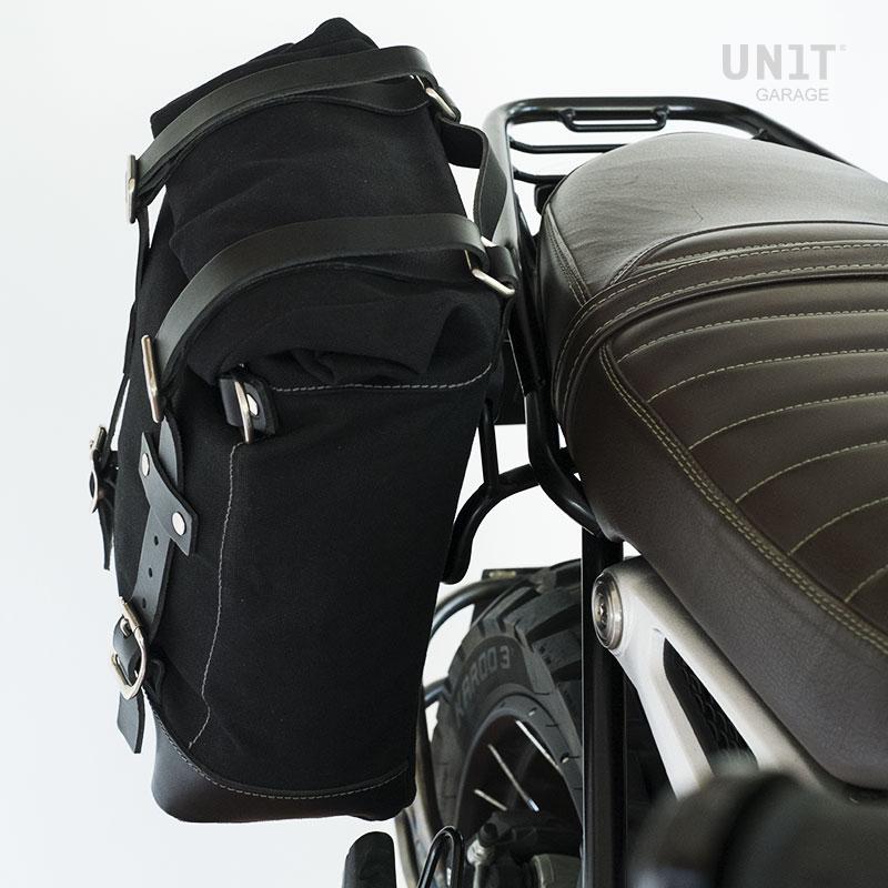 BMW R nineT 1200 Pure [2017-2023] - Seitentasche Scram aus Spaltleder 22L-30L + Doppelter symmetrischer -Rahmen