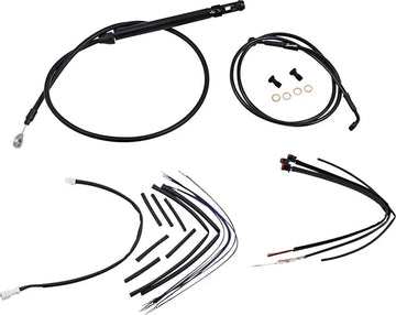 Harley Davidson FX [BURLY BRAND] – Komplettes schwarzes Vinyl-Lenkerzug/-Leitungsset für Ape Hanger