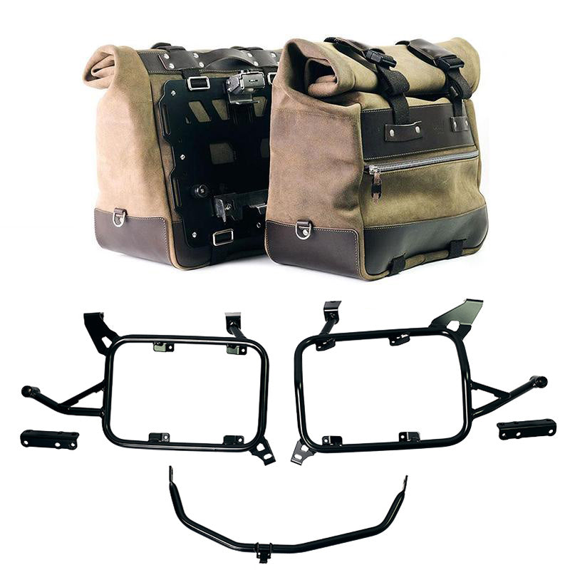 BMW F 900 GS Adventure [2024-] - Paar Cult-Seitentaschen Crust-Leder 40 l – 50 l + Alu-Platte + Alu-Kofferrahmen BMW F900GS ADV