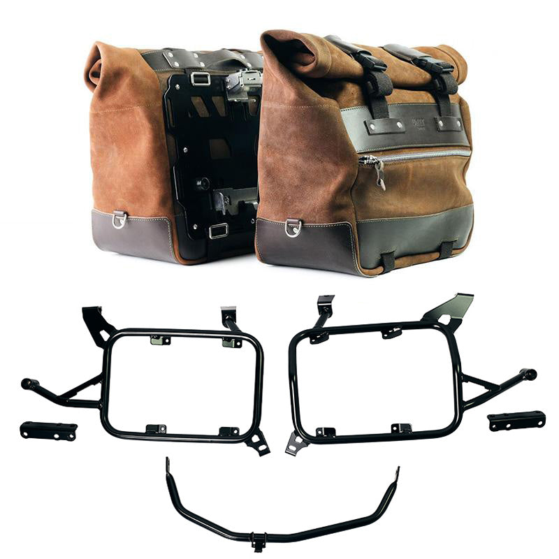 BMW F 900 GS Adventure [2024-] - Paar Cult-Seitentaschen Crust-Leder 40 l – 50 l + Alu-Platte + Alu-Kofferrahmen BMW F900GS ADV