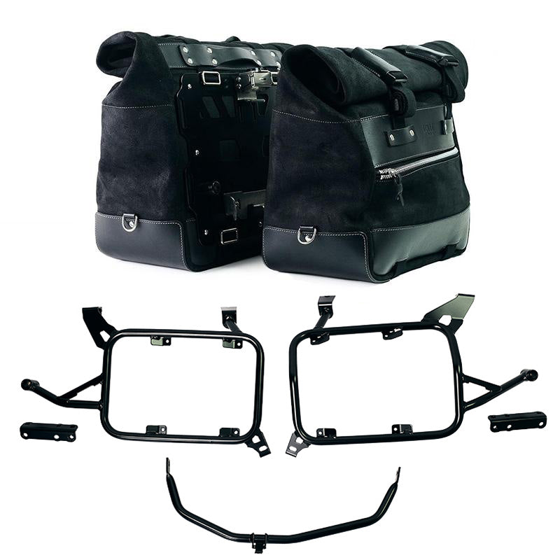 BMW F 900 GS Adventure [2024-] - Paar Cult-Seitentaschen Crust-Leder 40 l – 50 l + Alu-Platte + Alu-Kofferrahmen BMW F900GS ADV