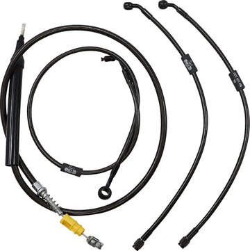 harley davidson flfb [LA CHOPPERS] - Standard Midnight Braided Handlebar Kabel/Bromsledningssats
