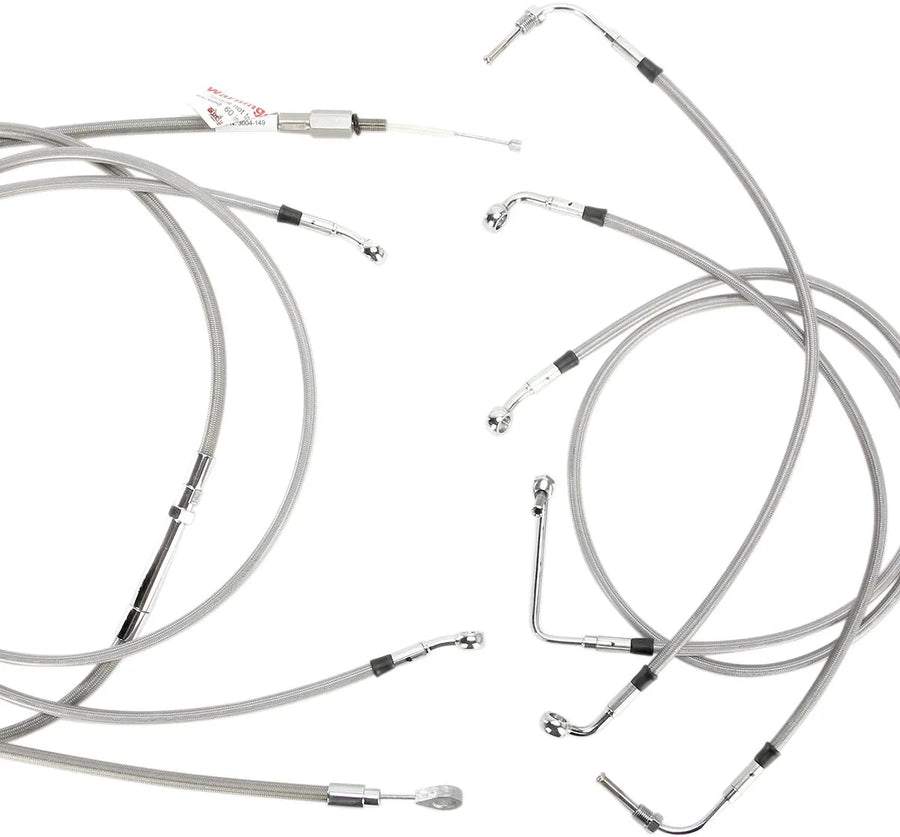harley davidson flhtcu [BURLY BRAND] – Komplettes Edelstahl-Lenkerzug/Bremsleitungs-Kit