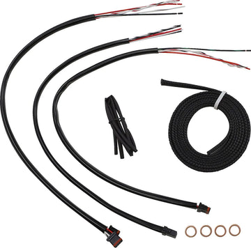 harley-davidson street bob [LA CHOPPERS] – Komplettes schwarzes Vinyl-geflochtenes Lenkerzug-/Bremsleitungs-Kit - 0