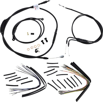 harley davidson fxst [BURLY BRAND] – Komplettes schwarzes Vinyl-Lenkerzug-/Leitungskit für Ape Hangers - 0