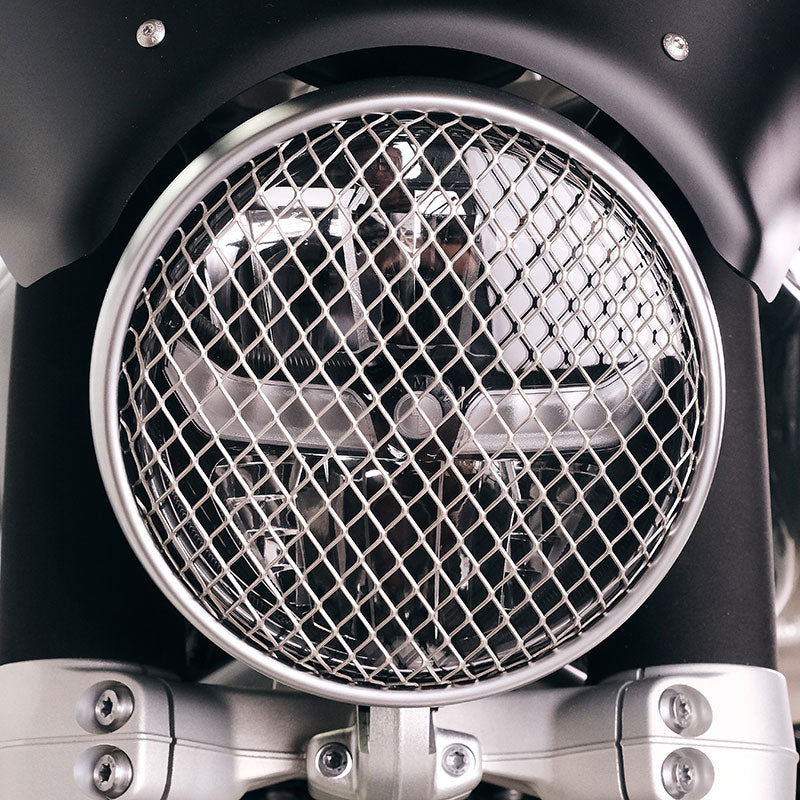 BMW R nineT 1200 Urban G/S (hoher Auspuff) [2017-2023] - Scheinwerferabdeckung Schutzgitter Grau